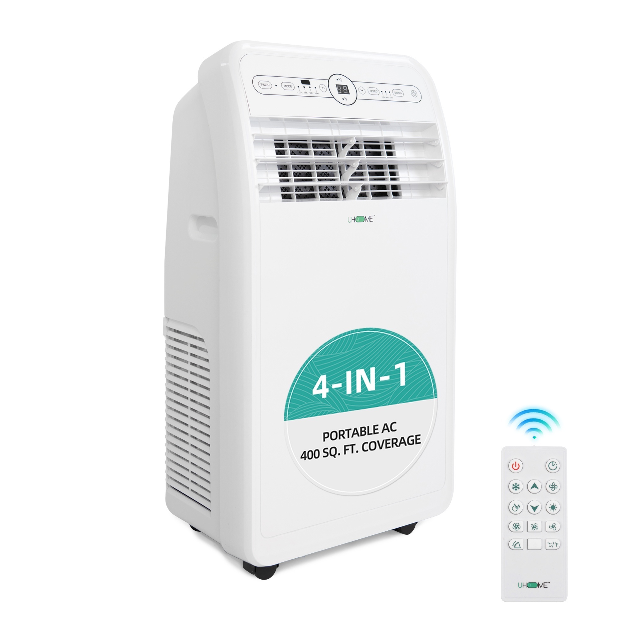EdenDirect Portable Air Conditioner — 8,500 BTU, Cools 400 Sq. Ft., Heater, Dehumidifier, Fan, White, Model# NTE-UPF1-12H